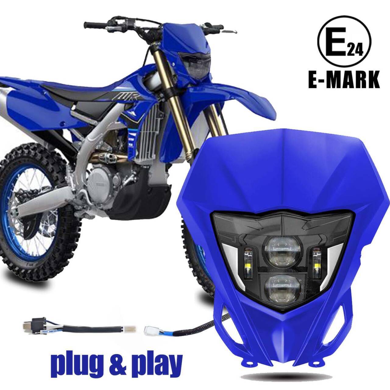 E24 LED Headlight DRL Blue Fairing For Yamaha WR250F WR450F TTR 250 400 426 450