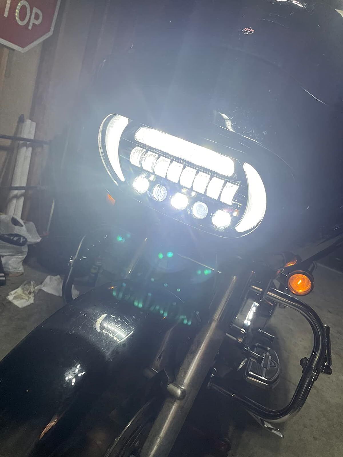 Dual LED Headlights Hi/Lo DRL Turn Signal Lights For Harley Road Glide 1998-2013