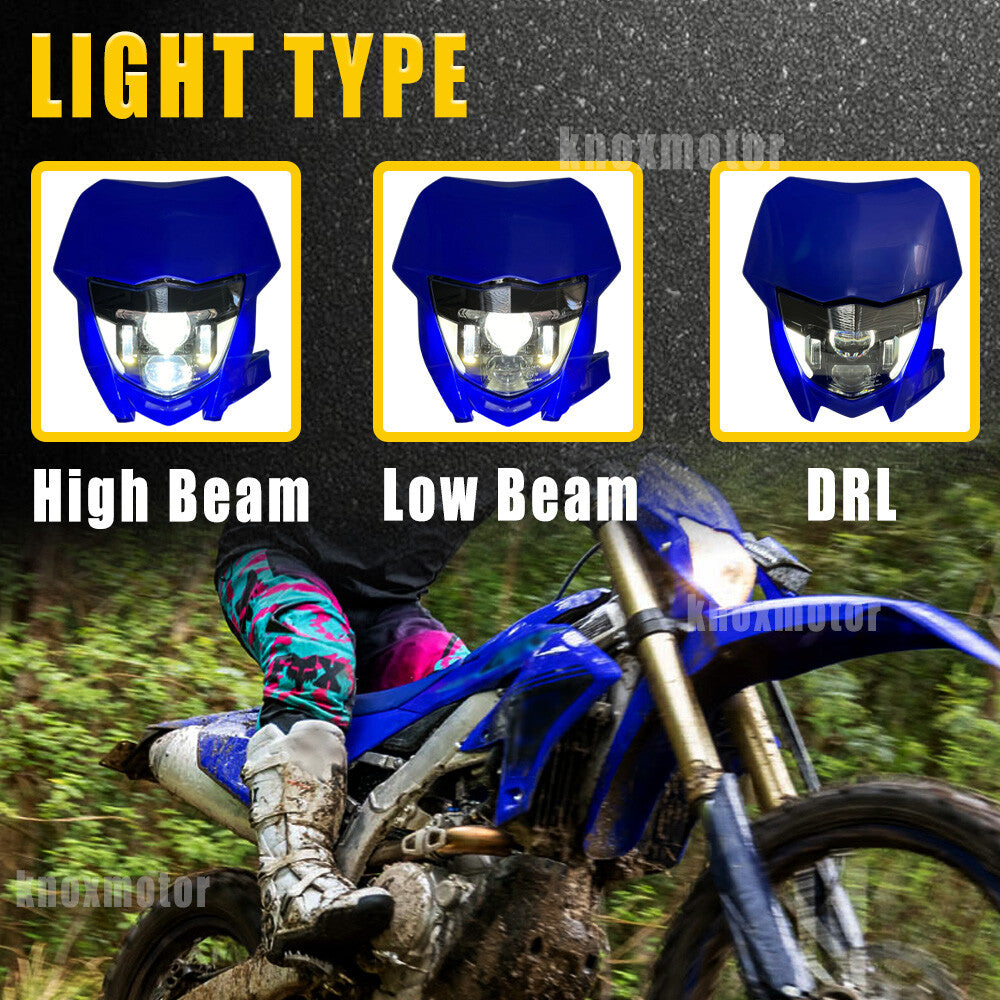 LED Headlight w/ Blue Fairing for Yamaha Enduro Supermoto WR250F WR450F 2020-Up
