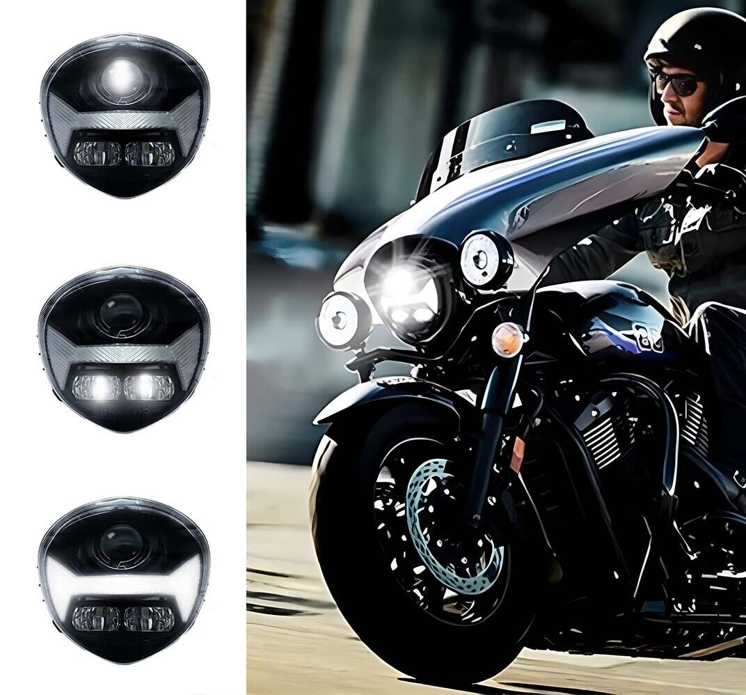 LED Headlight Assembly Dimmable High Low Beam for Yamaha V STAR 1300 XVS 1300CT