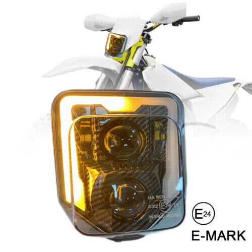 Carbon Fiber LED Headlight with Amber Turn Signal Light for Husqvarna TE 150 250 300 FE 250 350 450 501S 701 Supermotor Enduro
