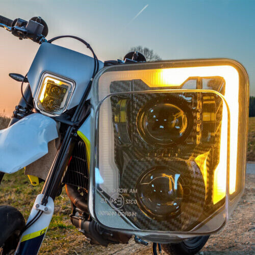 Carbon Fiber LED Headlight with Amber Turn Signal Light for Husqvarna TE 150 250 300 FE 250 350 450 501S 701 Supermotor Enduro
