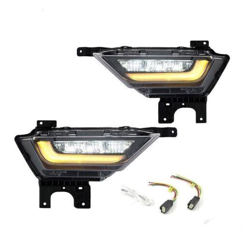 Pair Bumper LED Fog Lights DRL with Amber Turn Signal For 2021 2022 2023 Ford F150 F-150