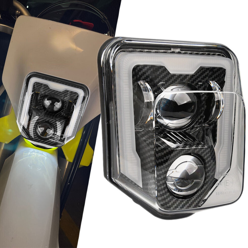 Carbon Fiber LED Headlight with Amber Turn Signal Light for Husqvarna TE 150 250 300 FE 250 350 450 501S 701 Supermotor Enduro