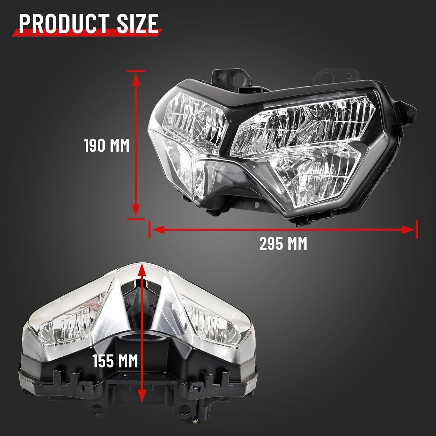 LED Headlight Head Light Assembly Hi/Lo Beam for Kawasaki Z900 Z400 Z650 2020-Up