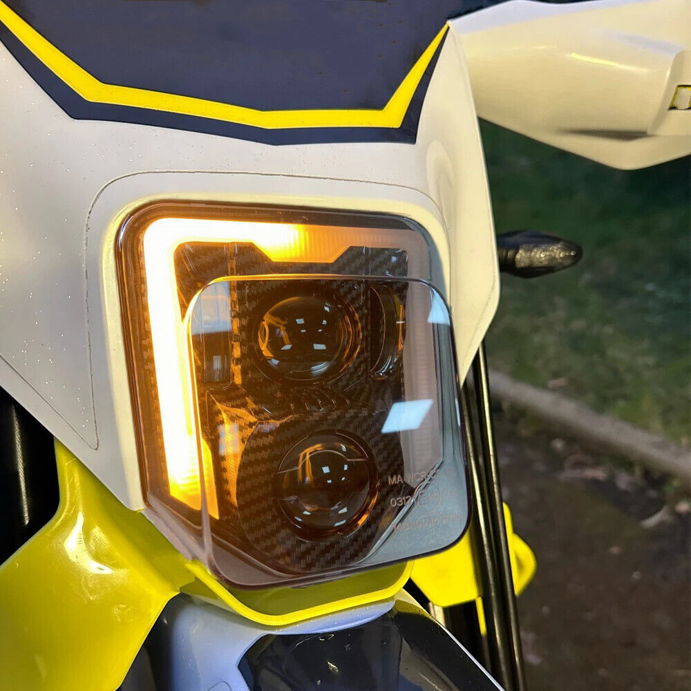 Carbon Fiber LED Headlight with Amber Turn Signal Light for Husqvarna TE 150 250 300 FE 250 350 450 501S 701 Supermotor Enduro