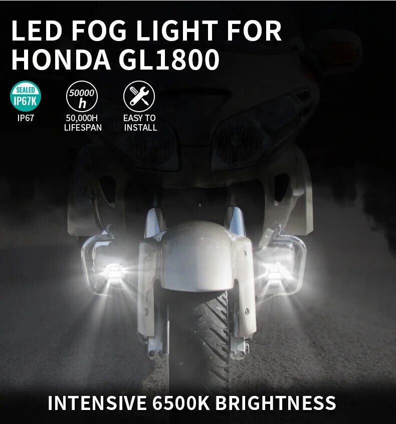 Pair 54W 12V DOT Motorcycle LED Fog Light For Honda Gold Wing GL1800 2012-2017