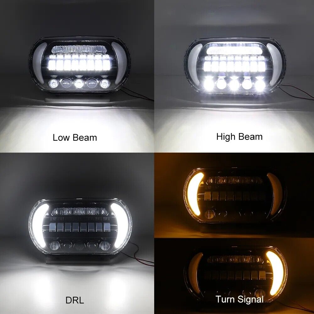 Dual LED Headlights Hi/Lo DRL Turn Signal Lights For Harley Road Glide 1998-2013