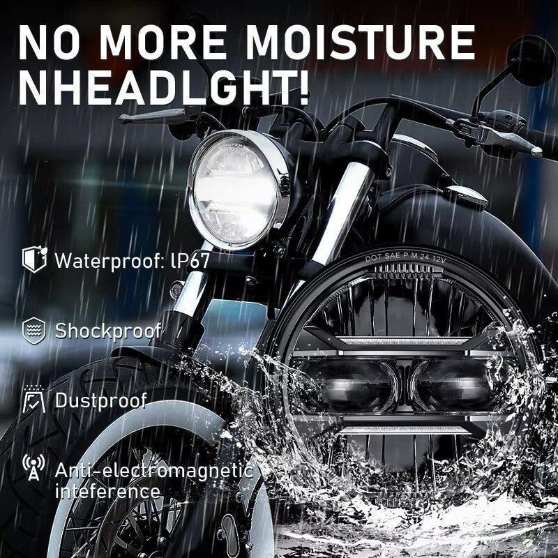 E24 DOT 5.75 inch LED Headlight with Amber DRL for Harley Davidson Dyna Street Bob Super Wide Glide Low Rider Night Rod Train Sportster Iron 883 Indian Scout Triumph