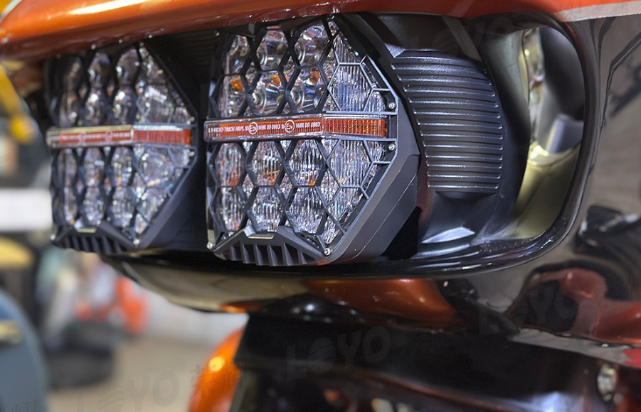 Dual LED Headlight Projector High Low Beam with Amber DRL For 2015-2023 Harley Road Glide Clear/Amber