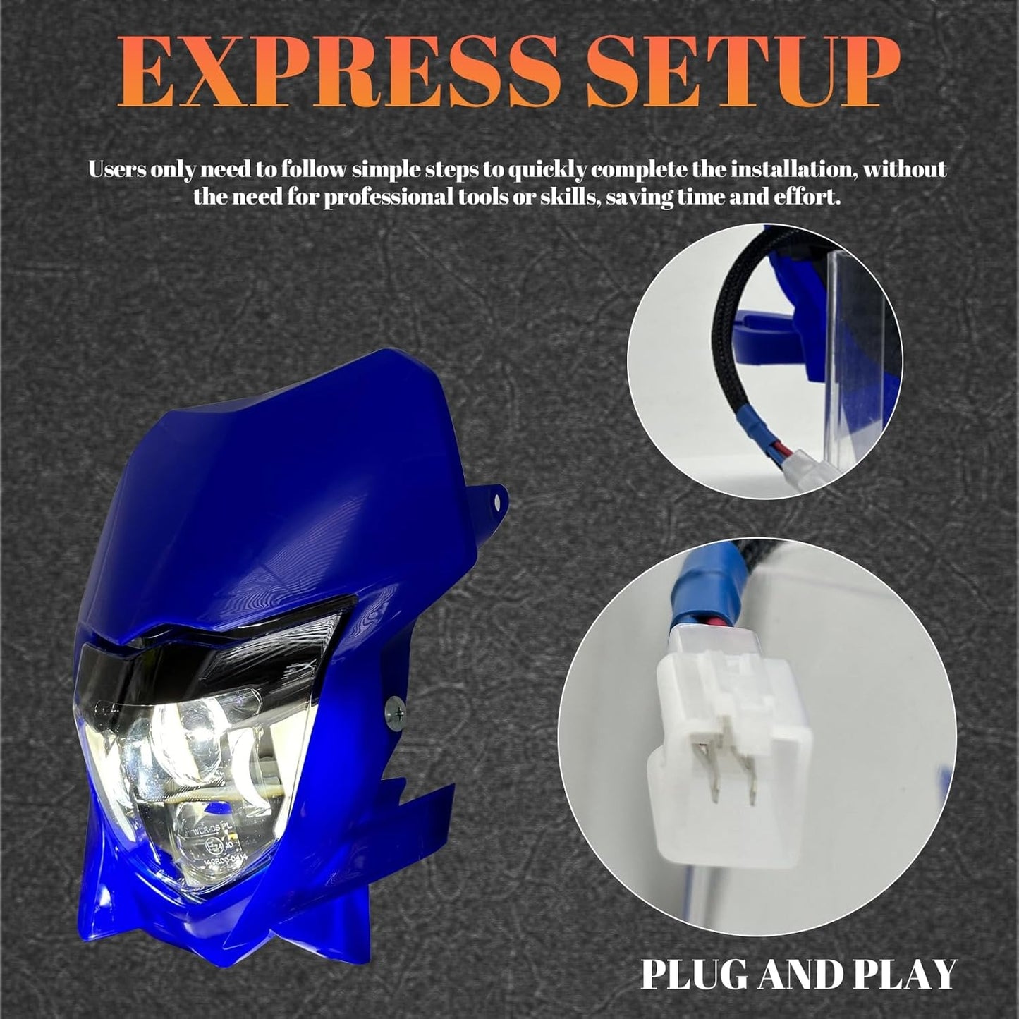LED Headlight w/ Blue Fairing for Yamaha Enduro Supermoto WR250F WR450F 2020-Up