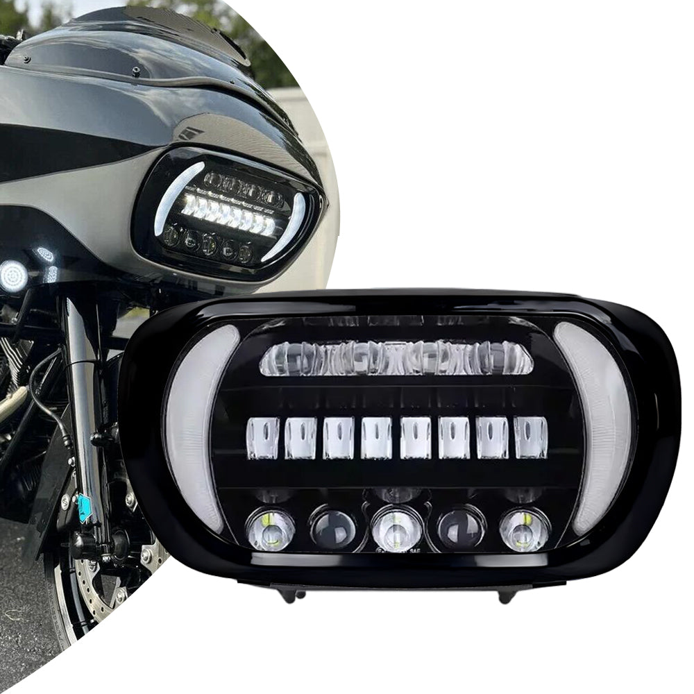 Dual LED Headlights Hi/Lo DRL Turn Signal Lights For Harley Road Glide 1998-2013