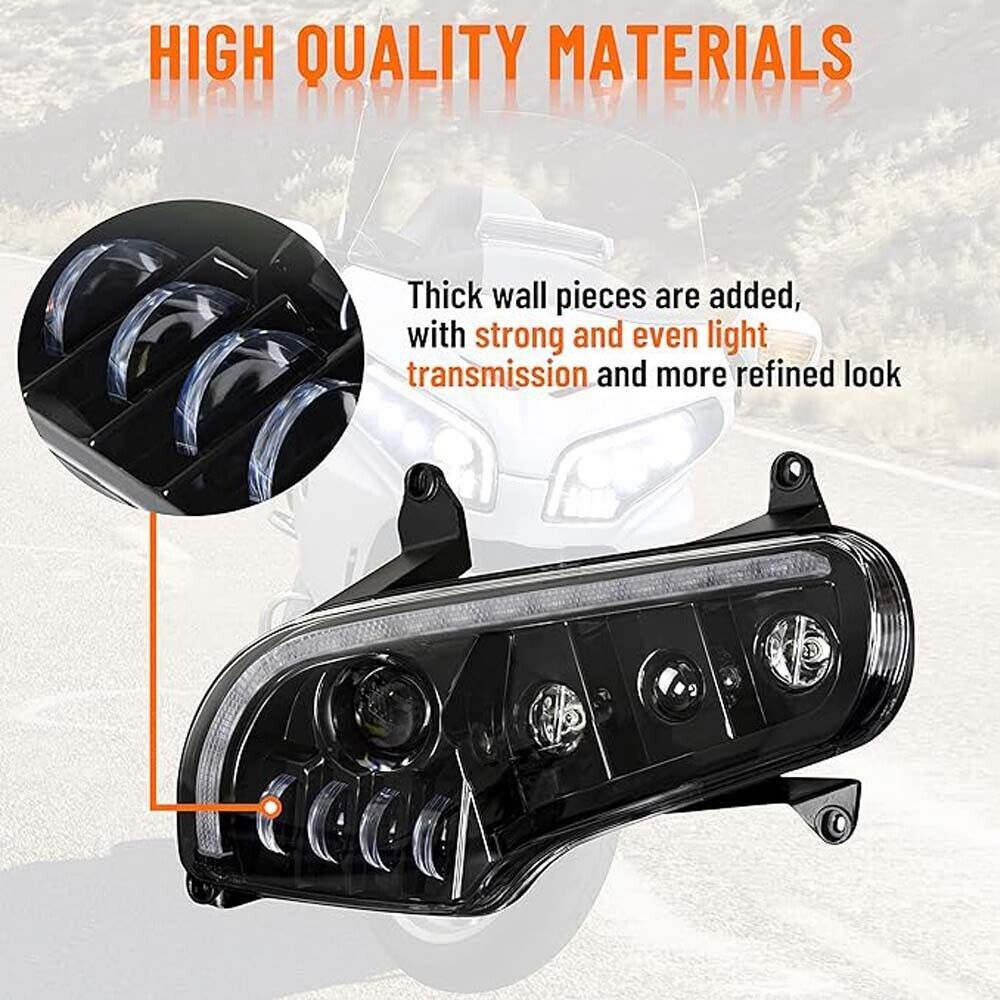 LED Headlights for Honda GL1800 Gold Wing 01-17 w/ Amber Sequential Turn Signal