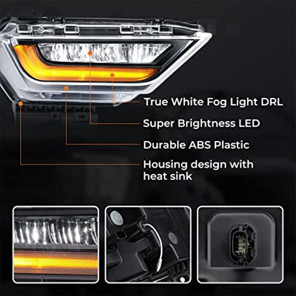 Pair Bumper LED Fog Lights DRL with Amber Turn Signal For 2021 2022 2023 Ford F150 F-150