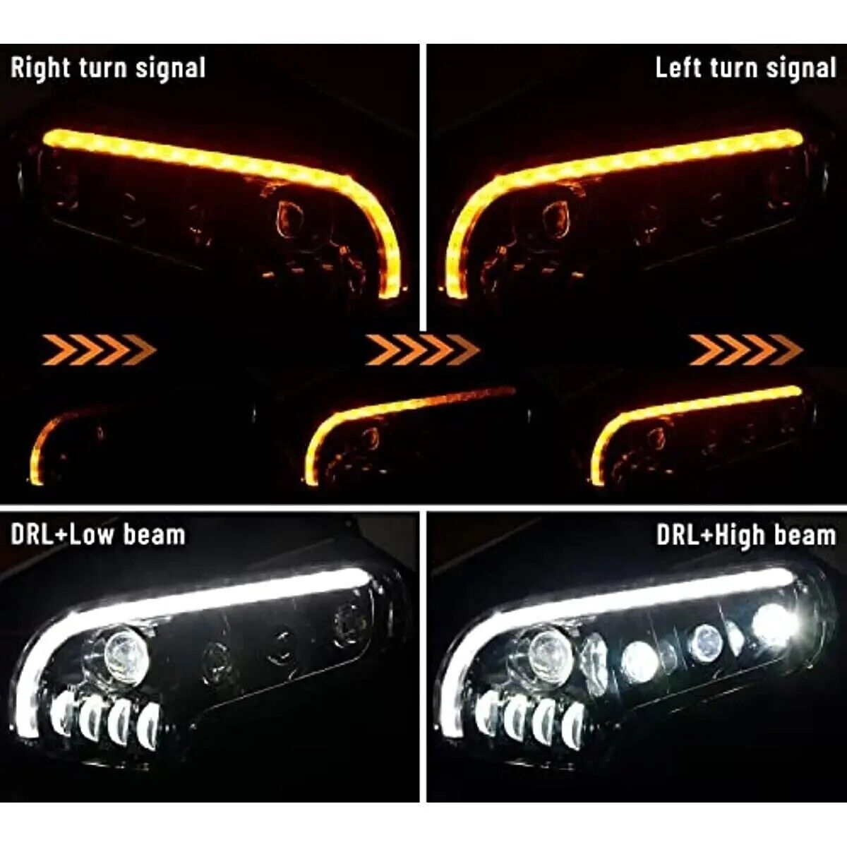 LED Headlights for Honda GL1800 Gold Wing 01-17 w/ Amber Sequential Turn Signal