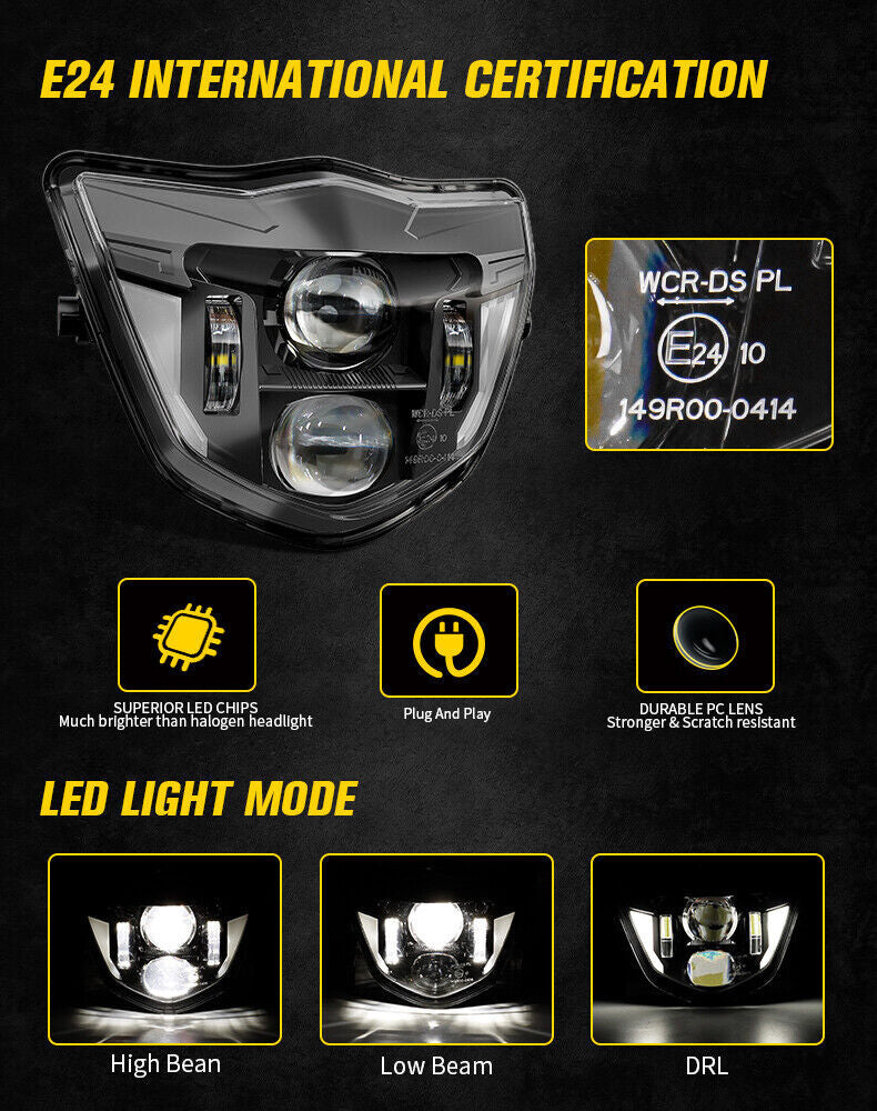 LED Headlight +Switch Harness Kit for Honda CRF CRF250F CRF150L CRF250L CRF300L CRF450L CRF110F CRF125F