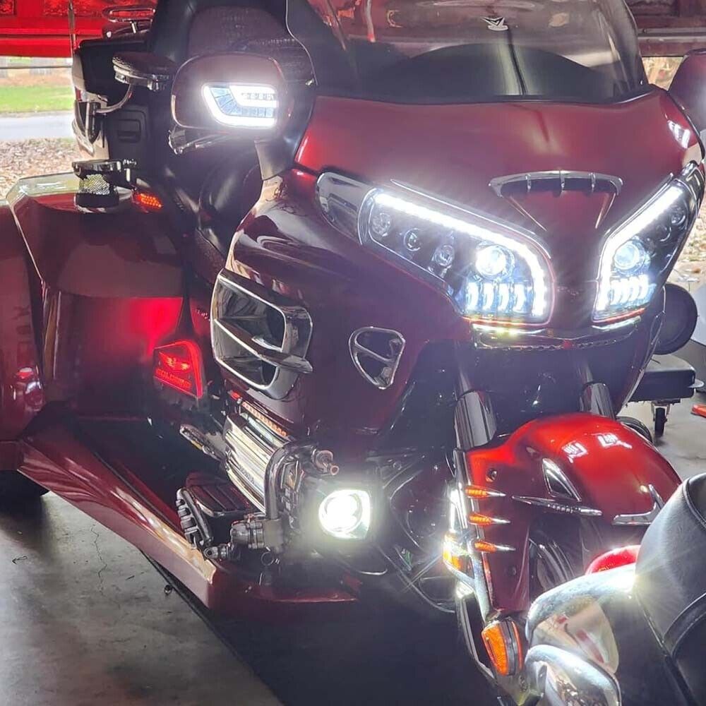 LED Headlights for Honda GL1800 Gold Wing 01-17 w/ Amber Sequential Turn Signal