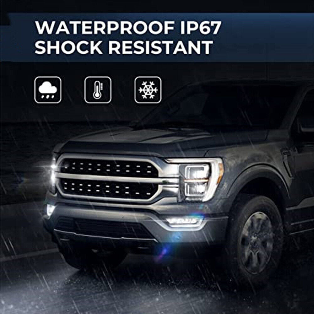 Pair Bumper LED Fog Lights DRL with Amber Turn Signal For 2021 2022 2023 Ford F150 F-150