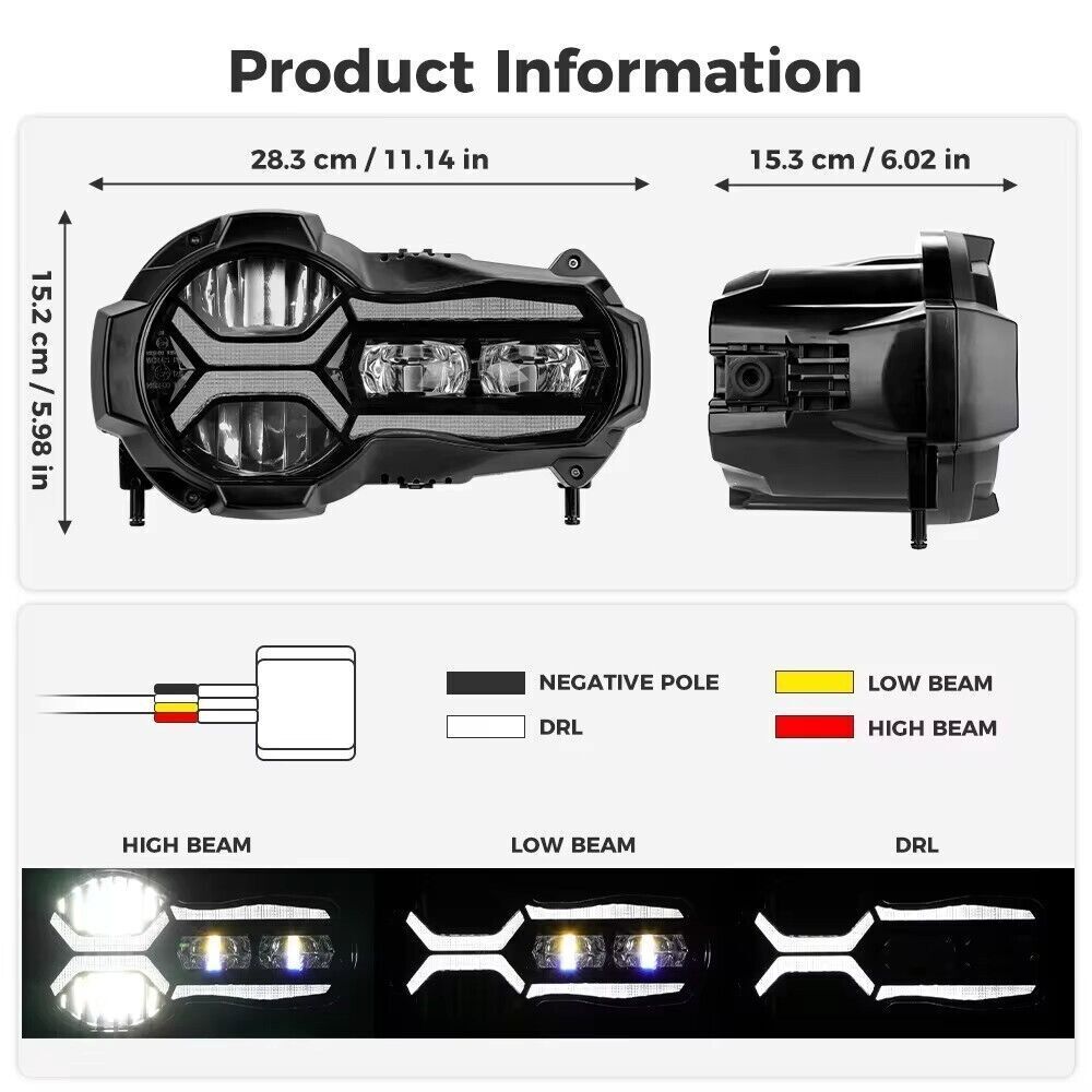 LED Headlight for BMW 2015-2019 R1200GS K50 /2013-2018 K51 Adventure Plug&Play