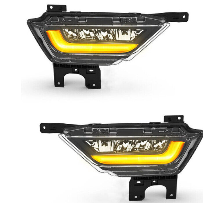 Pair Bumper LED Fog Lights DRL with Amber Turn Signal For 2021 2022 2023 Ford F150 F-150