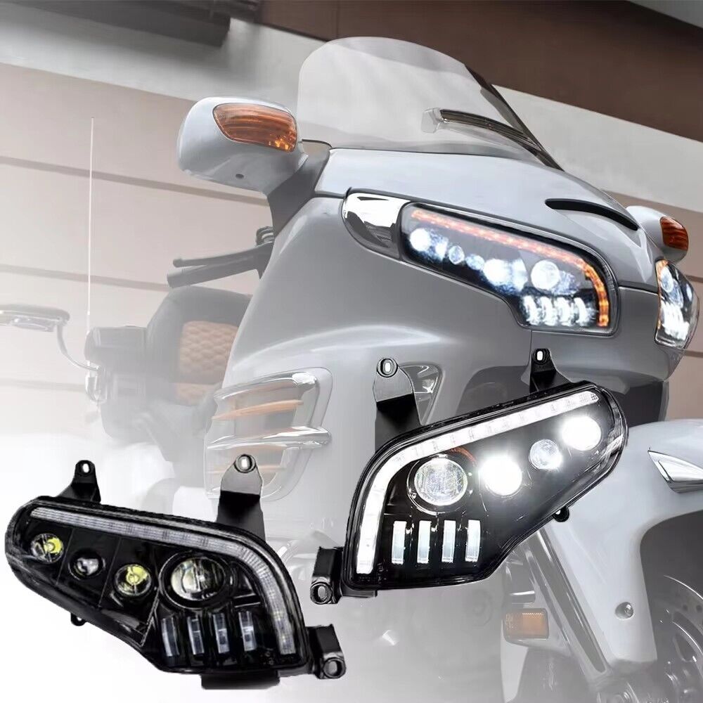 LED Headlights for Honda GL1800 Gold Wing 01-17 w/ Amber Sequential Turn Signal