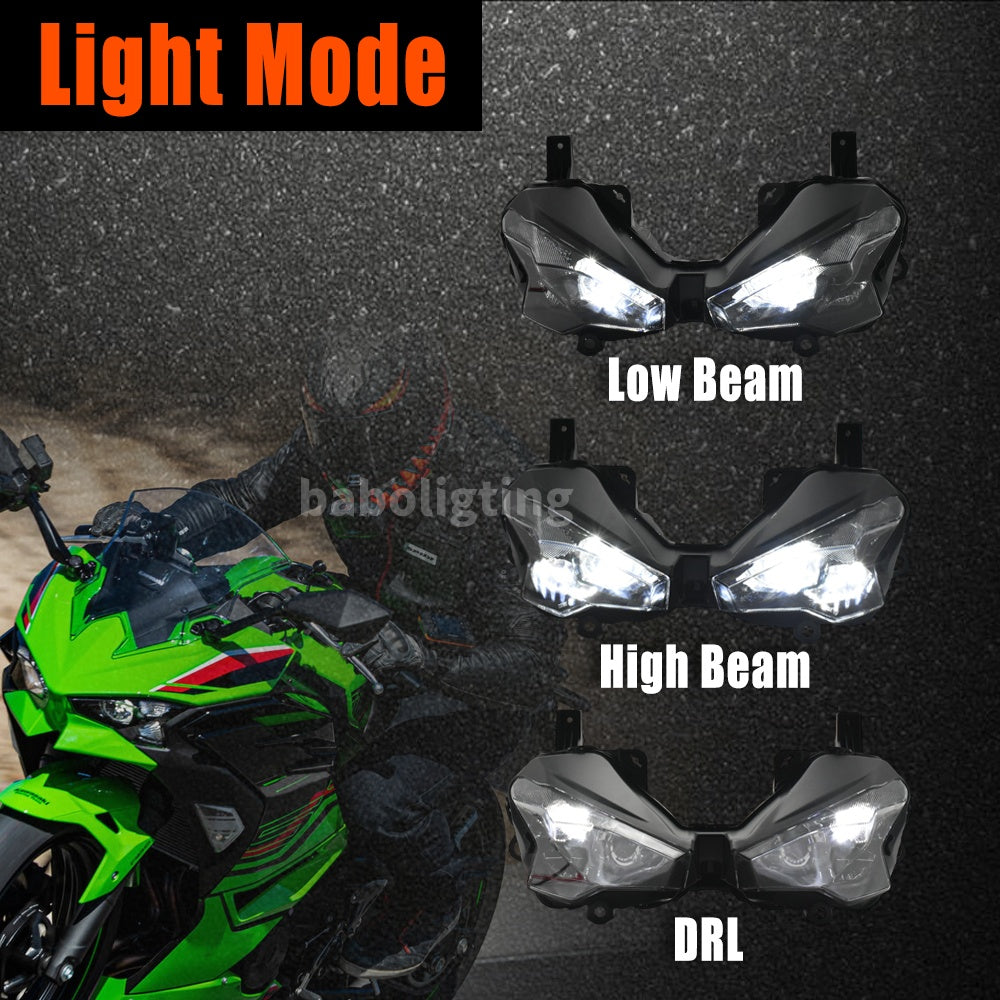 Motorcycle LED Headlight Assembly for KAWASAKI NINJA500 / Ninja500 SE ABS SE EX500 2024 2025 2026 High Low Beam Light