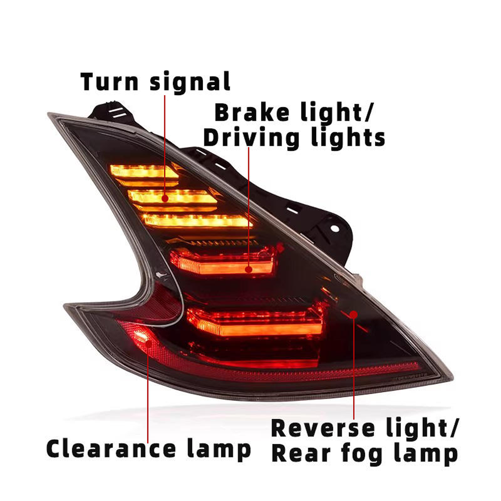 For Nissan 370Z Fairlady Z34 2009-2021 Car LED Tail Lights with Brake Lamp Turn Signal