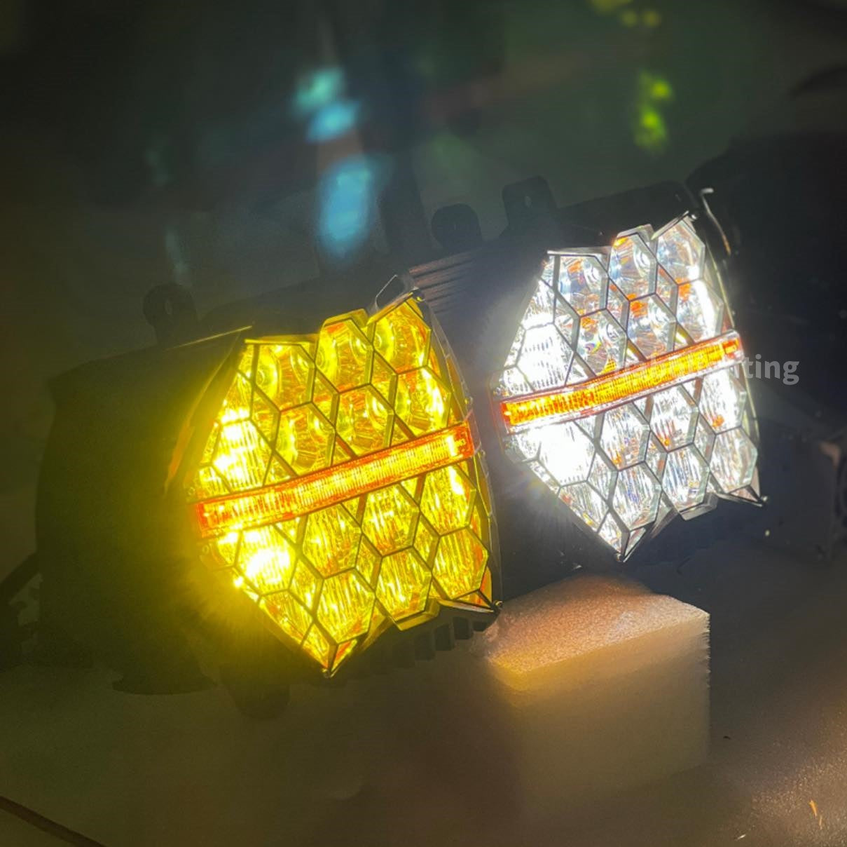 E24 240W Yellow&Clear Clens Honeycomb LED Headlight for Harley Davidson Road Glide 2018 2019 2021 2023 2015-2023 High Low Beam Daytime Running Light