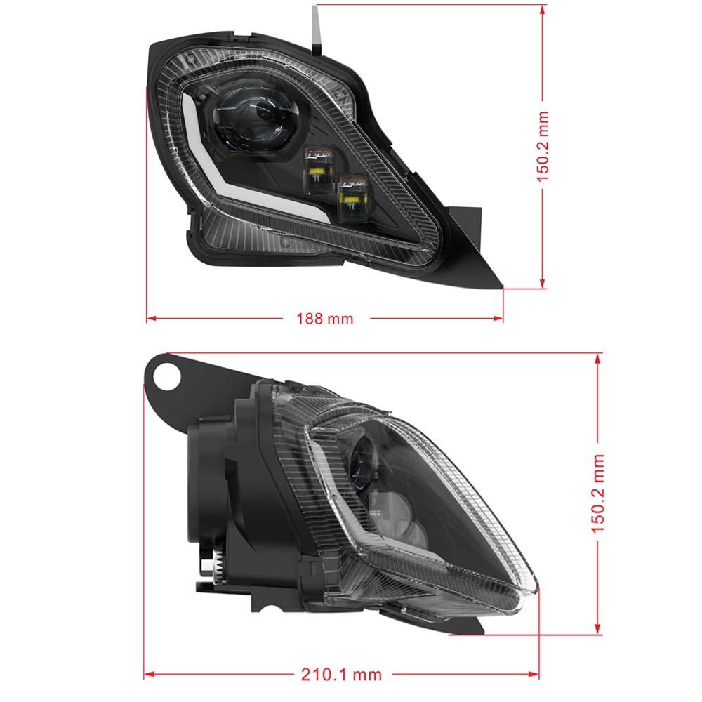 Led Headlight Assembly w/ Turn Signal & DRL for Yamaha YFM 250 350 700 700R SE Raptor YFZ 450 YFZ450R 450X