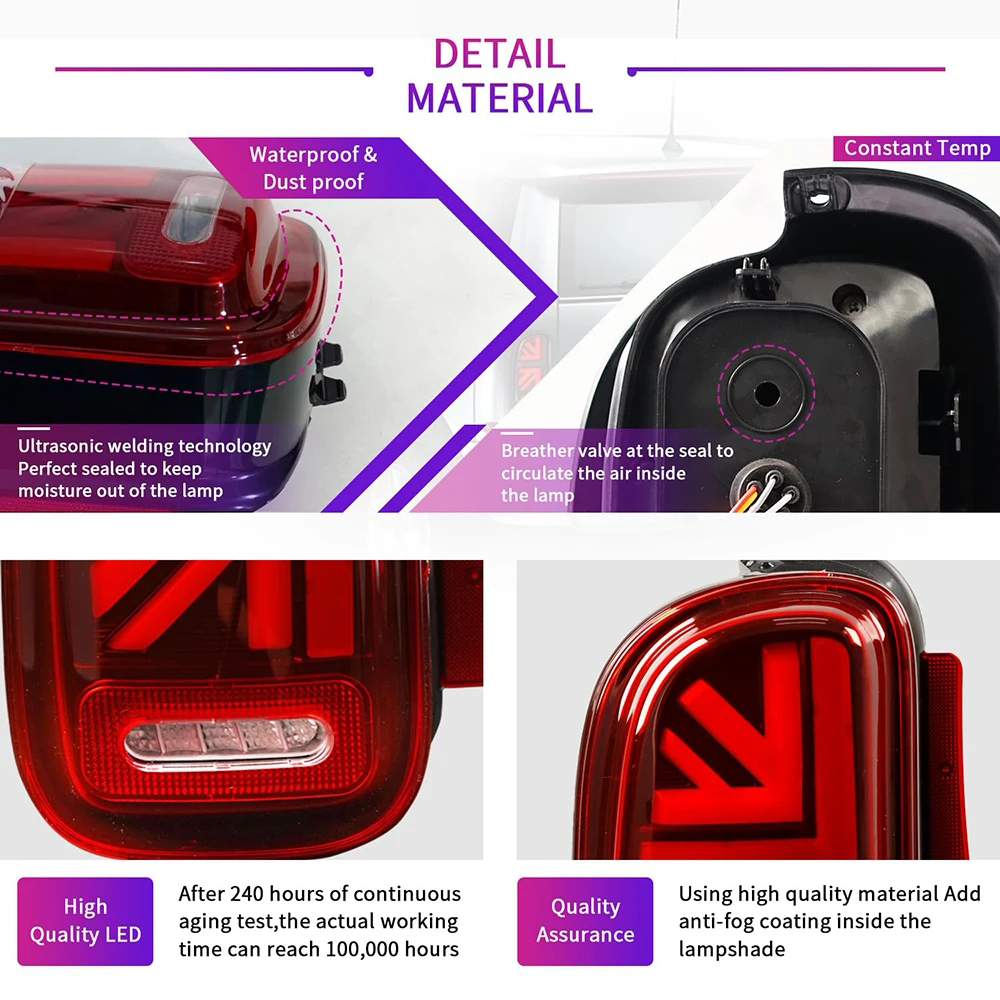 For BMW MINI Cooper Clubman R55 2007-2014 E57 E-number Pair of LED Tail Lights