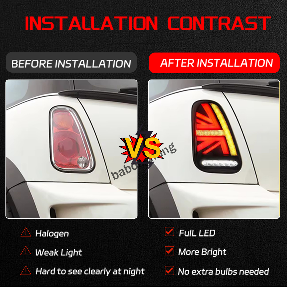 For BMW Mini R50 R52 R53 Cooper 2002-2006 Pair Smoke Car LED Rear Lamps Taillights