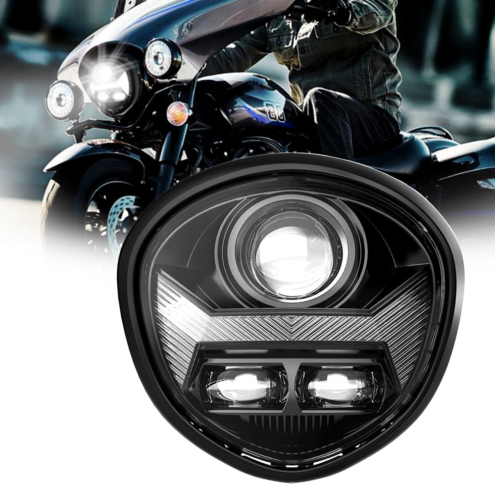E24 Approved Led Headlight Projector High Low Beam Adjustable for Yamaha Motors 2007-2017 V Star 1300 XVS 1300