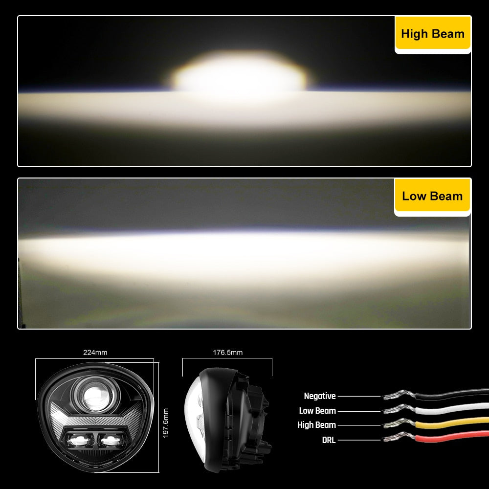 E24 Approved Led Headlight Projector High Low Beam Adjustable for Yamaha Motors 2007-2017 V Star 1300 XVS 1300