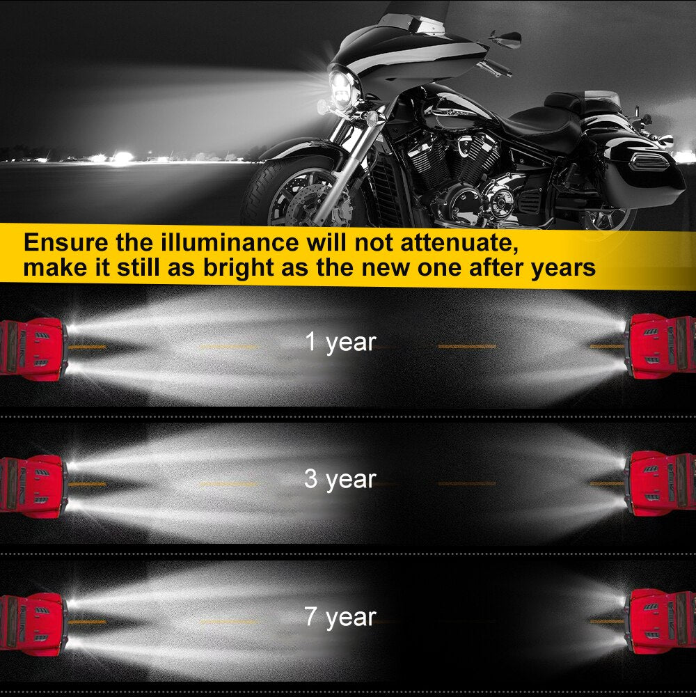 E24 Approved Led Headlight Projector High Low Beam Adjustable for Yamaha Motors 2007-2017 V Star 1300 XVS 1300