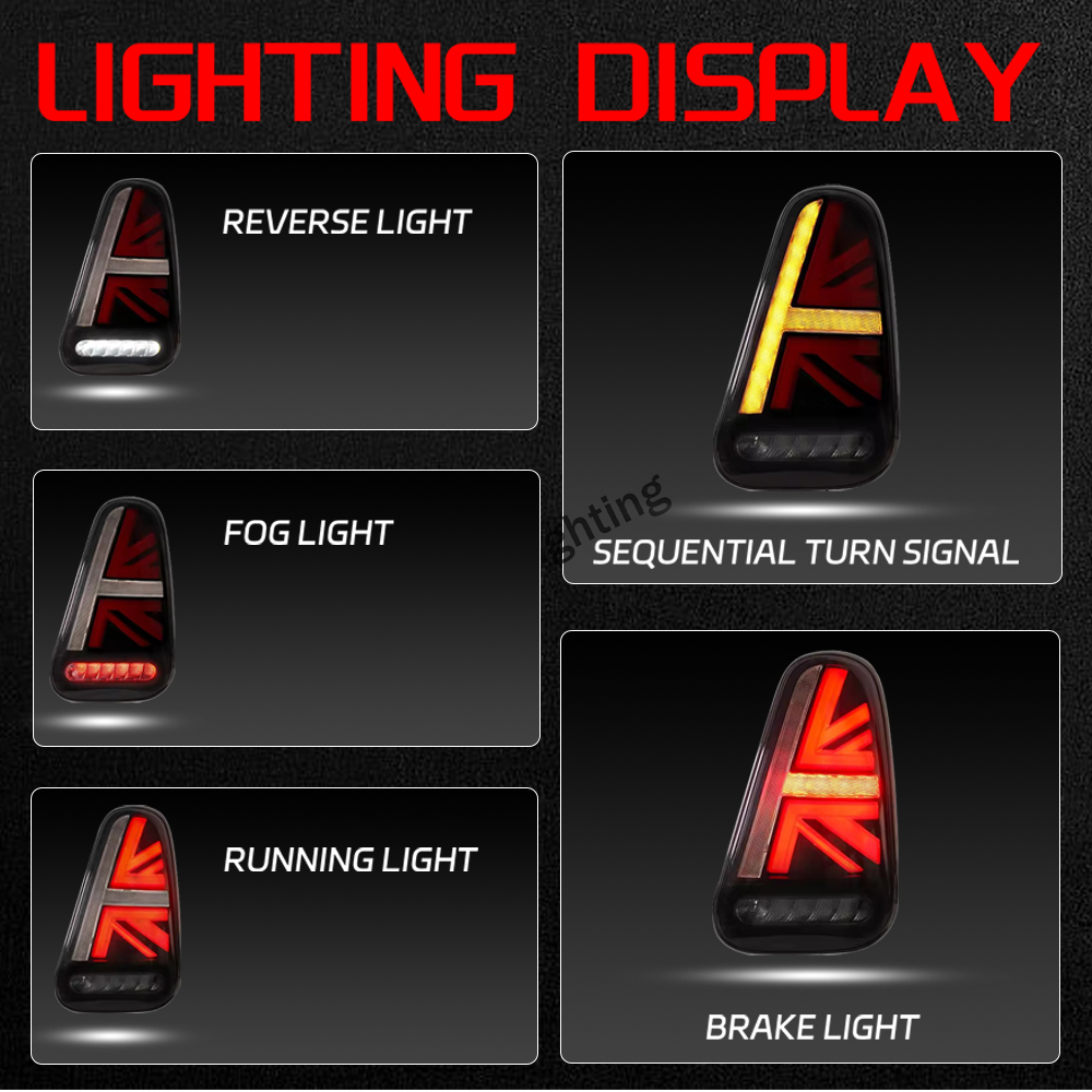For BMW Mini R50 R52 R53 Cooper 2002-2006 Pair Smoke Car LED Rear Lamps Taillights