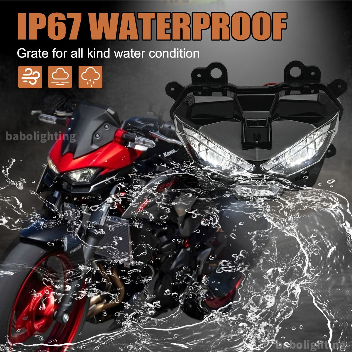 For Kawasaki Z 500 Z500 / Z500 ABS SE ER500 2024+ LED Headlight Assembly Hi-Low Beam Daytime Running Light