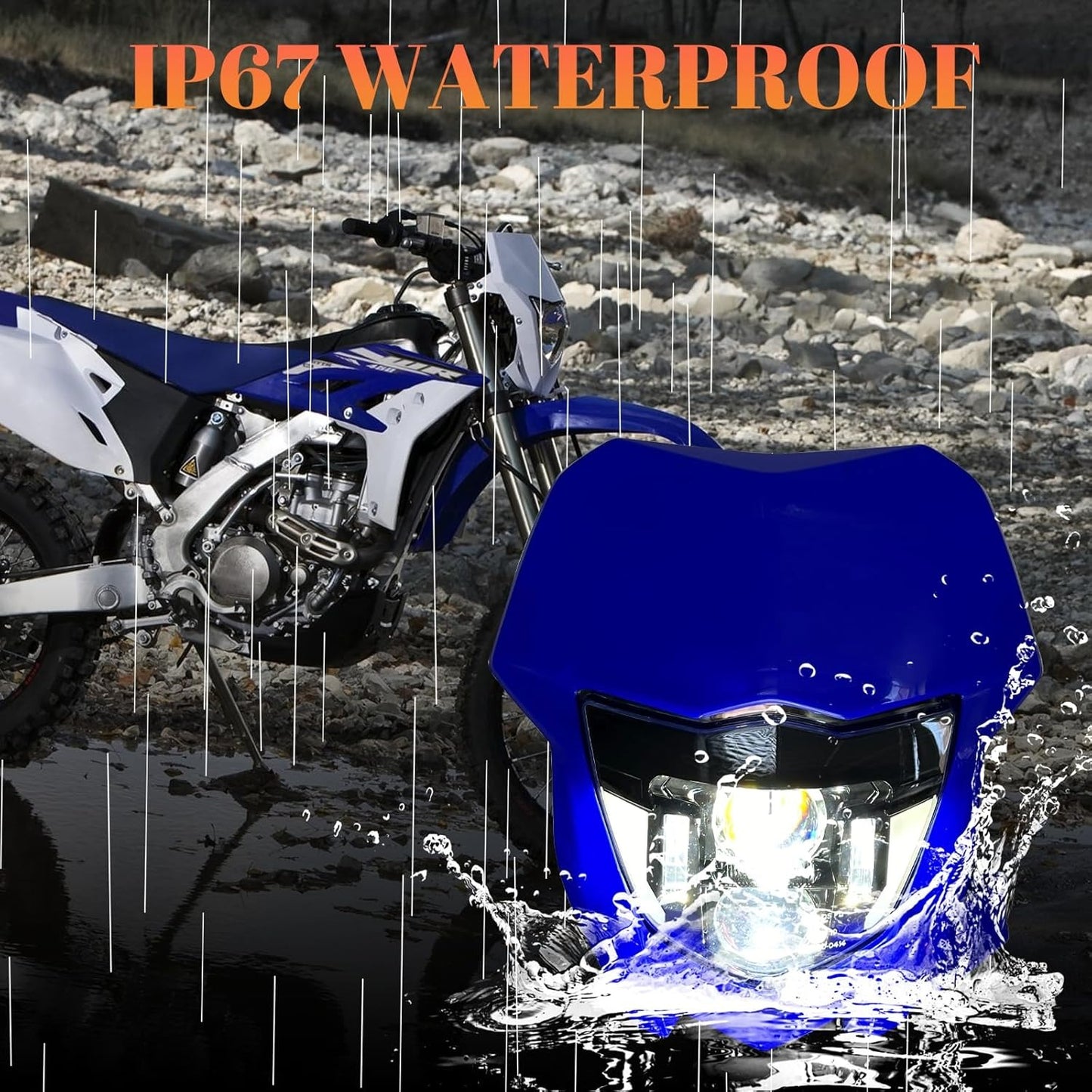 LED Headlight w/ Blue Fairing for Yamaha Enduro Supermoto WR250F WR450F 2020-Up