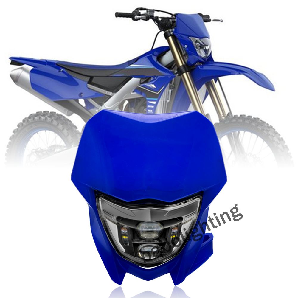 LED Headlight with DRL Hi/Low Beam w/ Blue Fairing for Yamaha WR 450 450F WR 250 250F 2002-2025
