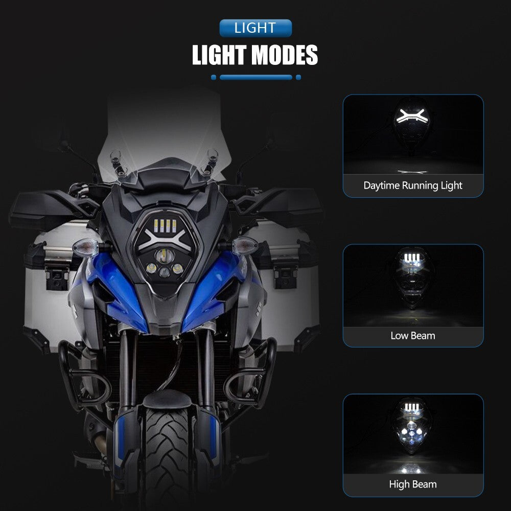 E9 genehmigt LED-Scheinwerfer Hohe Mit Fern- und Abblendlicht sowie Tagfahrlicht für Suzuki V-STROM 650 /1000