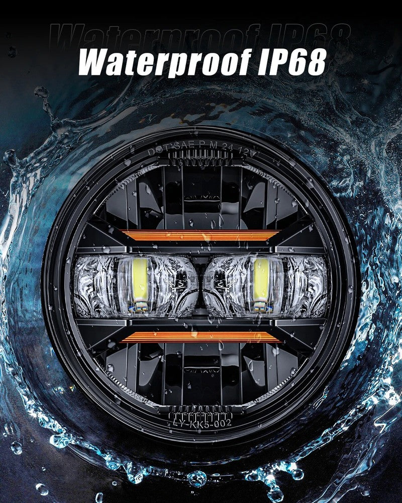 5 3/4'' 5.75 inch LED Headlights Round 4pcs Hi/Lo Beam with DRL for Peterbilt 349 359 fit for Impala 59-76 fit for Dodge