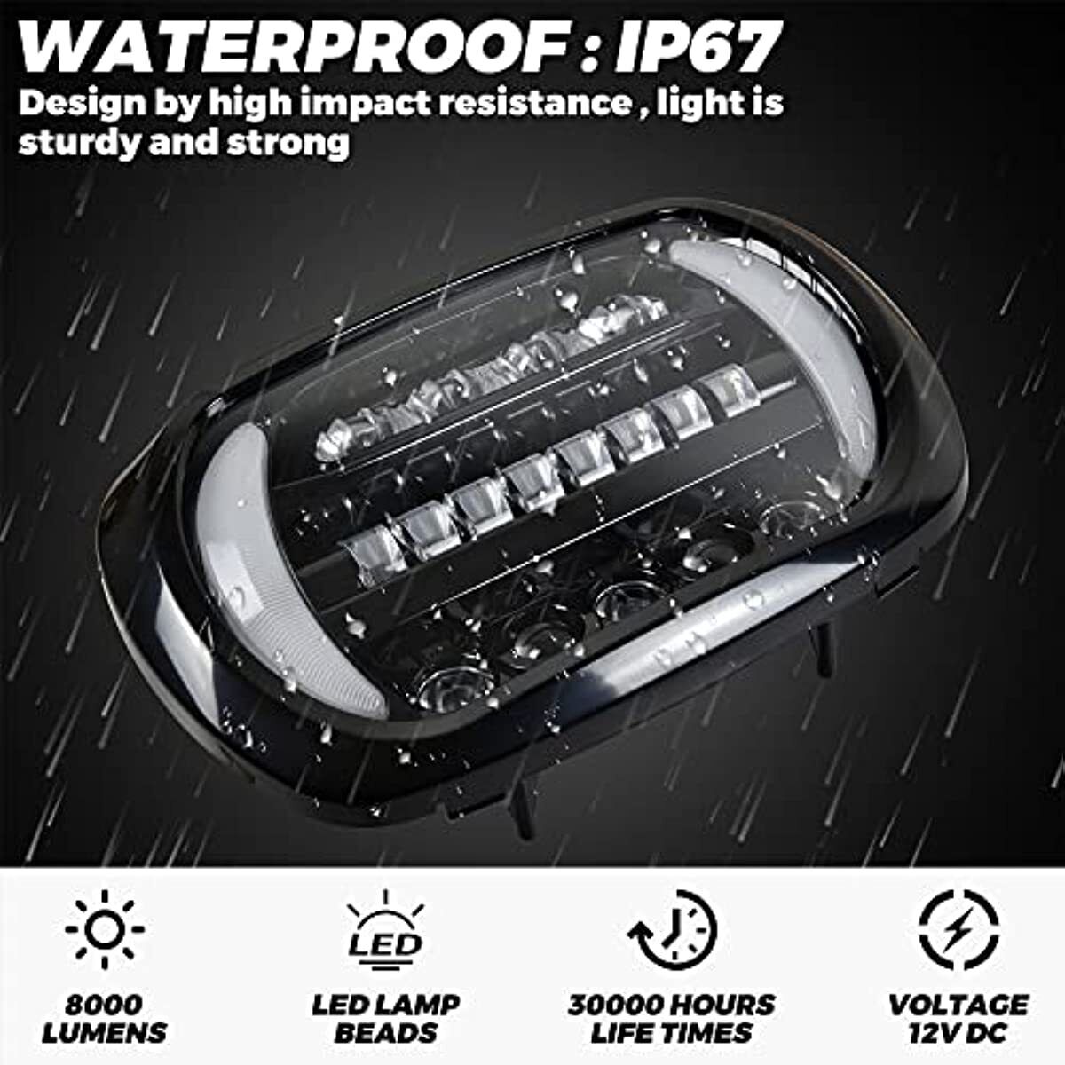Dual LED Headlights Hi/Lo DRL Turn Signal Lights For Harley Road Glide 1998-2013
