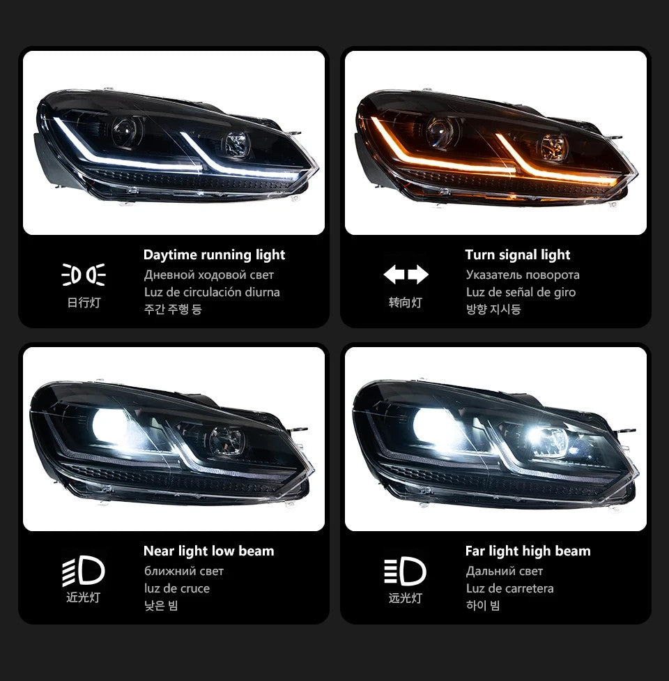 LED-Scheinwerfer DRL mit Drehsignal Tageslicht für VW Golf VI MK6 2010-2014