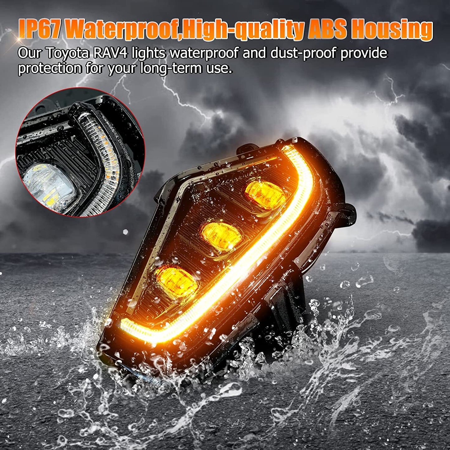 Fog lights LED with Daytime Running light Assembly for Toyota RAV4 2019 2020-2023