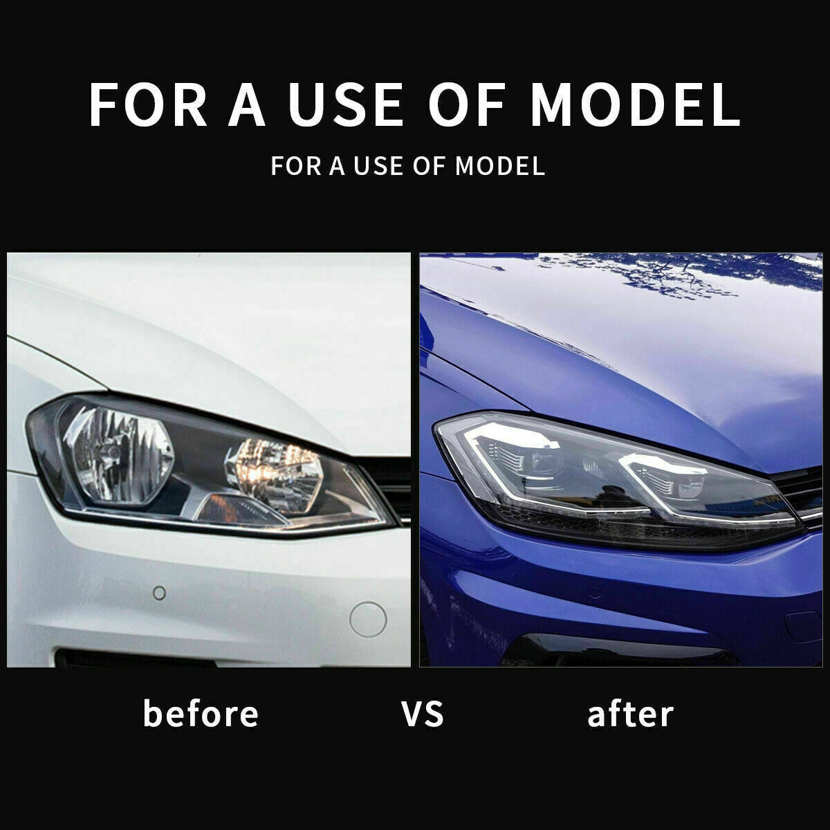 Pair LED White Line Headlights with White DRL Turn Signal For VW Golf 7 MK7 VII 2013-2018