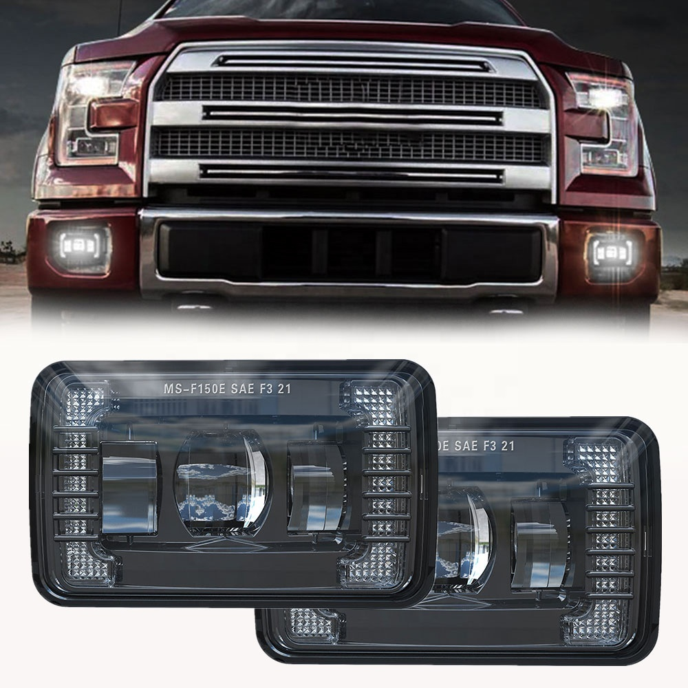 Black Pair LED Fog Lights Square Bumper Driving Lamps For Ford F150 2015-2019