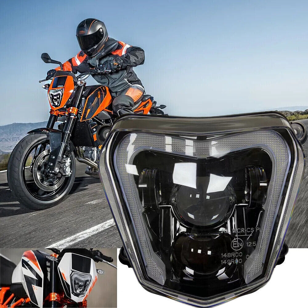 E-24 Approved LED Headlight Assembly High Low Beam DRL For KTM Duke 690 2012-2019