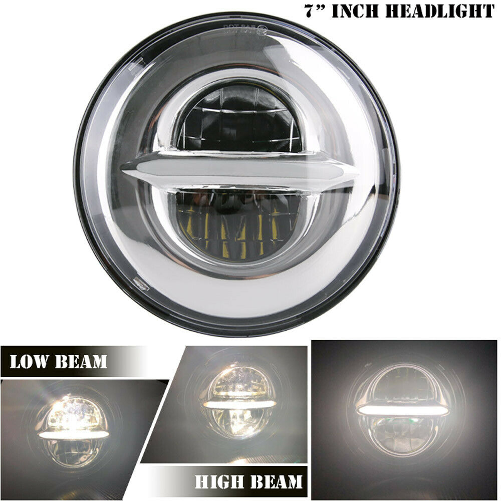 7"LED Projector Headlight + Passing Lights For Harley Touring Electra Glide