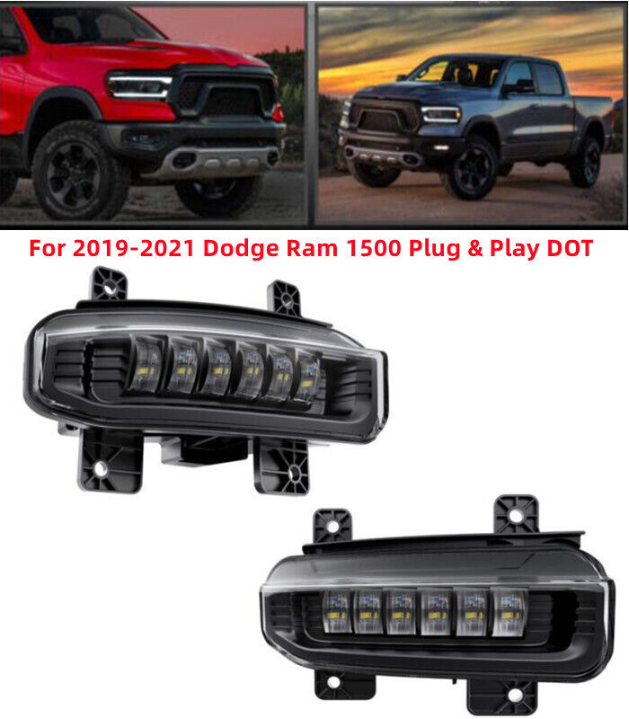 For 2019 2020 2021 Dodge Ram 1500 Front Bumper LED Fog Lights Lamps Plug & Play