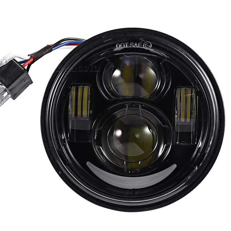 4.65 Inch Black Dual LED Headlight DRL Hi/Low Beam For Harley Dyna Fat Bob FXDF