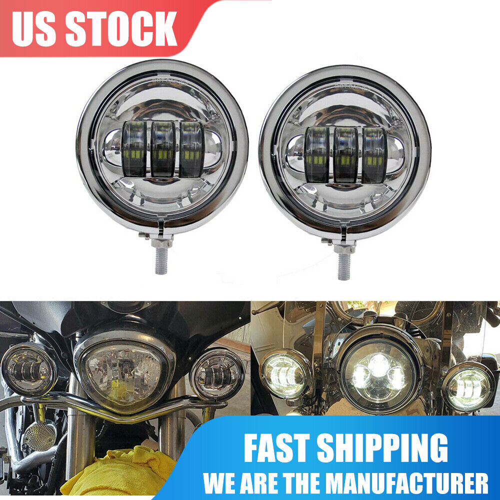 4 1/2 inch Chrome LED Passing Light Fog Light with Housing For Harley Touring